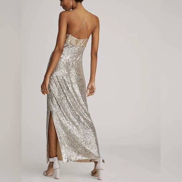 Sachin & Babi x Anthropologie Colorblocked Sequined Midi Dress 8 Petite - Picture 6 of 14